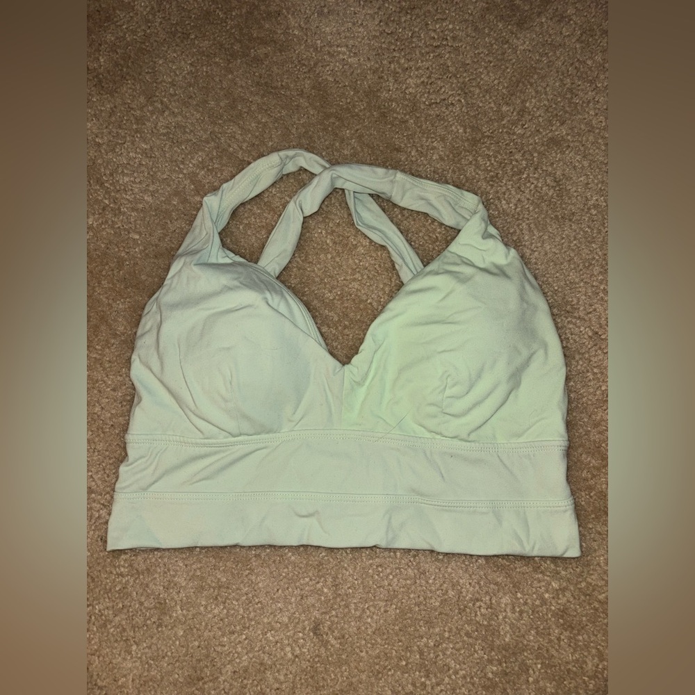 Mint green V-neck buffbunny sports bra size medium